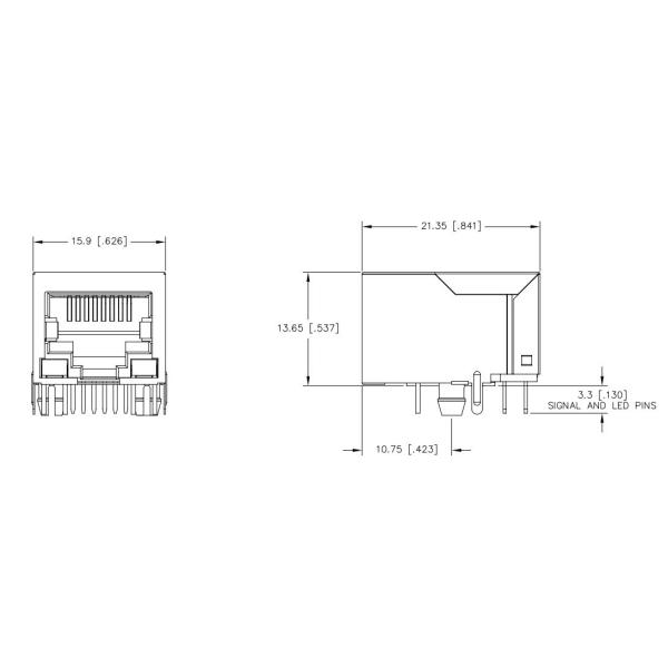 Плата порта RJ45 MagJack JXD0-0012NL 100 BASE-T POE 15W 1X1 ВНИЗ с приведенным GREEN/YELLOW
