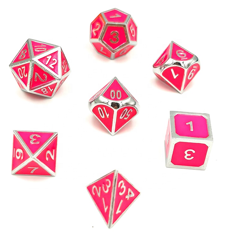 Zinc Alloy Glow in the Dark Metal Dice Set for DND Games with Customizable Logo