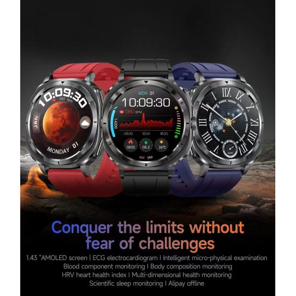ET492 Blood Pressure Blood Oxygen Smart Watch With Emergency SOS