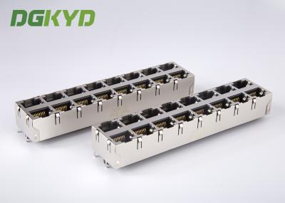 Empilhe o conector fêmea 0811-2X8R-19-F RoHS dos ethernet da entrada da parte superior do porto do RJ45 Jack 2X8
