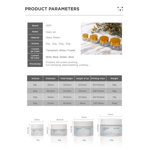 50ml Anti Light Cosmetics Glass Bottle For Face Cream Packaging