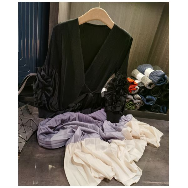 Autumn New High-End Fashion Elegant Satin V-Neck Ruched Tie Fake Two-Piece Dress for Women Casual Anti-Static Color-Block
