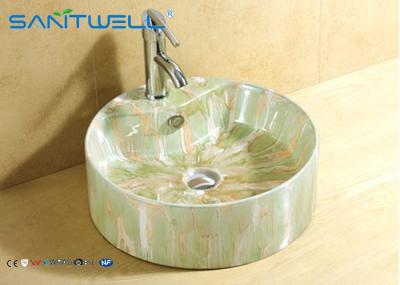 Bacia de lavagem cerâmica do tampo da mesa da bacia da arte da forma redonda para o banheiro 465*465*155 milímetro