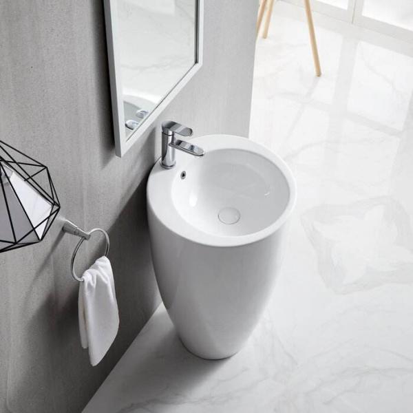 Ceramic Bathroom Sanitary Ware Pedestal Basin Cylindrical Freestanding Sink