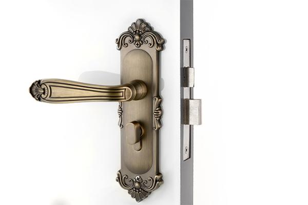 Room Door Mortise Latch Set 250x62mm Plate Antique Yellow Bronze