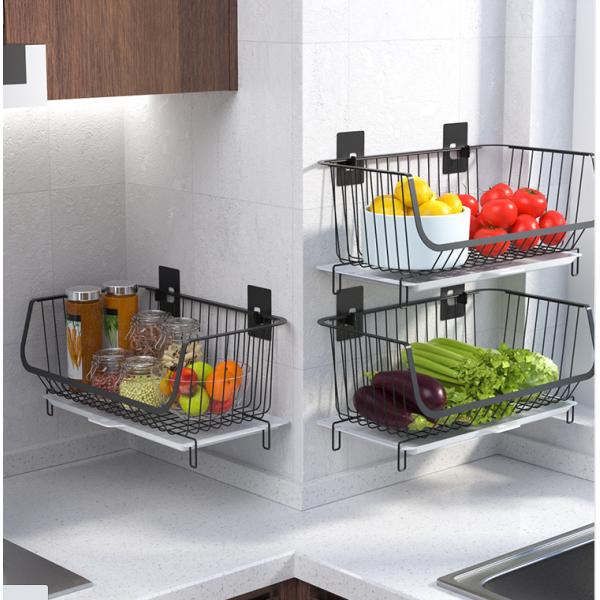 Wall Hanging 20KG Bearing 41cm Length Steel Kitchen Basket Rack