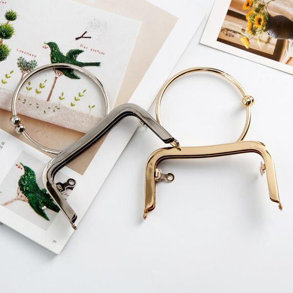 Double Ball Clasp Silver Purse Clutch Frames With Round Handle