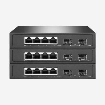4 portas Gigabit Dumb Ethernet PoE Switch, 4 10/100/1000 Mbps RJ45 PoE e 2 portas SFP