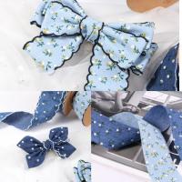 2.5cm Bud Edge/straight Edge Single-sided Small Floral Imitation Denim Ribbon Flower Gift Box Packaging DIY Bow Headband Color Fastness
