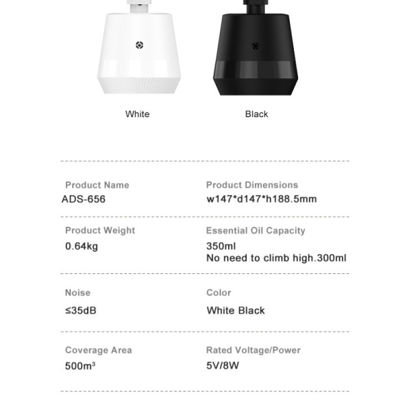 Household and Commercial Low Noise Smart Ceiling Aroma Fragrance Diffuser with English Operating Language