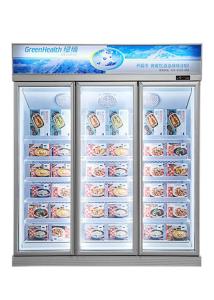 3 o fã comercial ereto do congelador -22°C da exposição das portas que refrigera