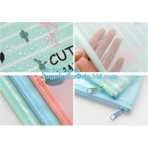 Zipper Bag Warmter Office Document Cash Coin Stationery Storage Mesh File Bags Organizer, file pocket mesh zipper file p