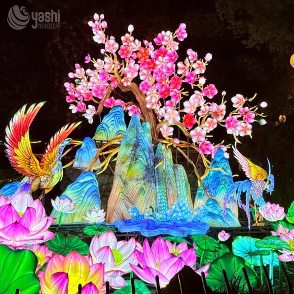 Chinese Spring Outdoor Festival Lantern Acrylic Painted For Exhibitions
