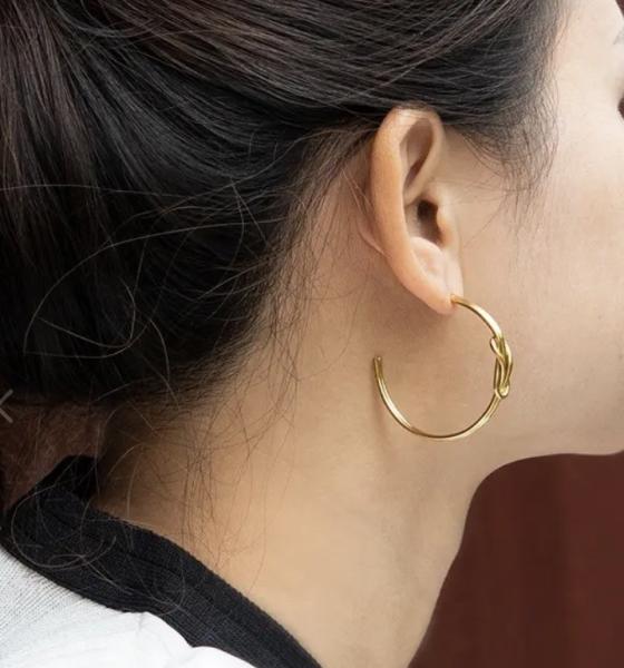Oem Gold Hoop Earrings For Women Girls Gold Plated Knot Statement Lightweight Thick Trendy Small Open