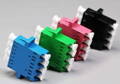 UPC / APC Fiber Optic Adapters Injection Molding Zirconia Sleeve SM MM LC Quad Adapter