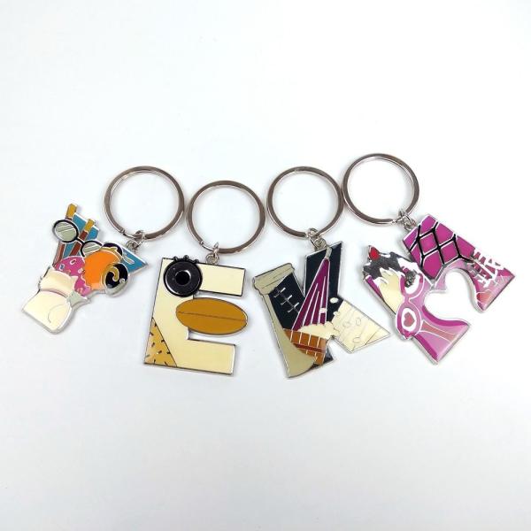 Personalised Initial Letter Cartoon Key Ring Made Of Metal Alloy