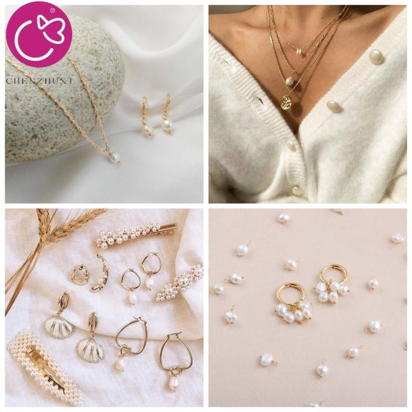 Baroque Freshwater Pearl Pendant Natural Irregular Stainless Steel DIY Accessories for Ladies' Jewelry
