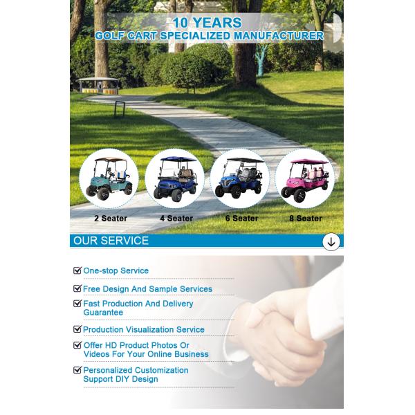 4 Wheel Electric Golf Carts with Lithium Battery Minimum Grand Clearance of 150-200mm