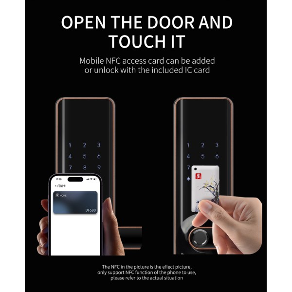YAGU Smart Office Secure RFID Key Card Lock Digital Door Lock with Keyless Key Cylinder for Wood Doors for Hotel TTlock&TUYA
