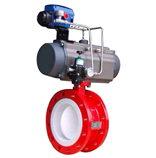 Electric CF8 PTFE Lined Butterfly Valve Flanged Style Fluorine Chemical use