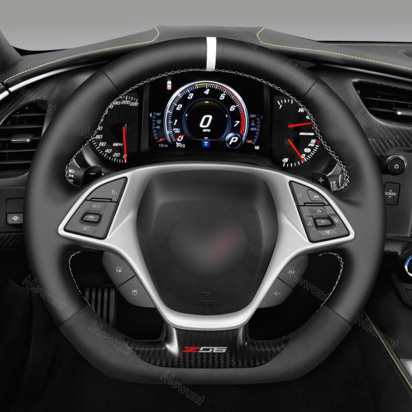 Hand Stitching Leather Suede Steering Wheel Cover for Chevrolet Corvette C7 2015 2016 2017 2018 2019 2020