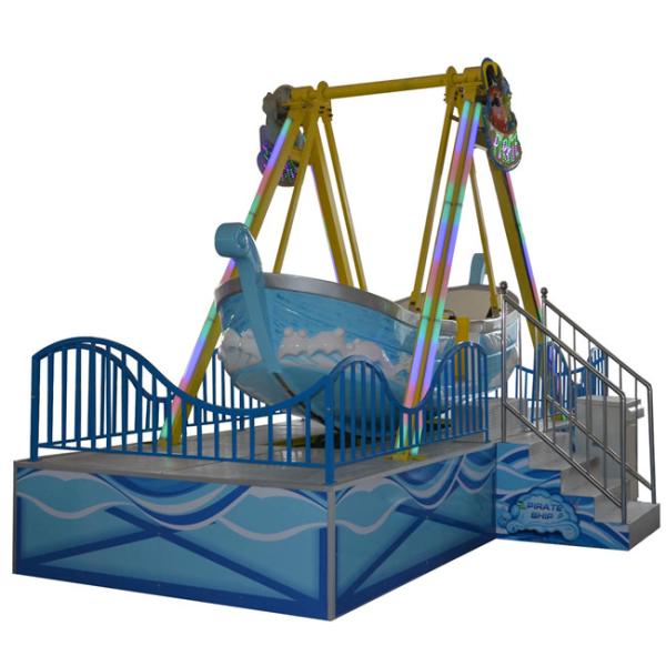 Blue color good fiberglass quality pirate ship for amusement park family fun