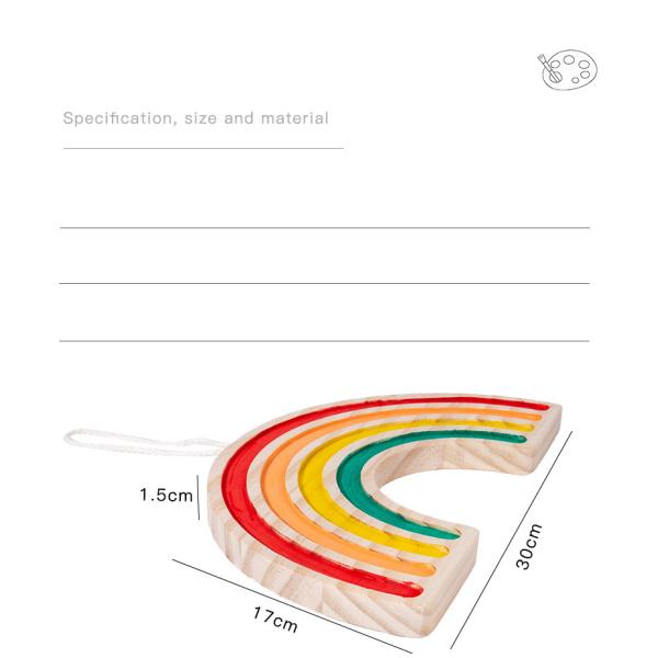 Wooden Rainbow Five Pointed Star Baby Developmental Toys Wall Hanging Graffiti Blocks