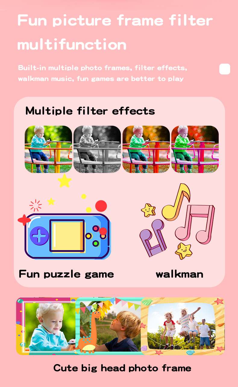 DLC Kids Camera Unicorn Design Plastic & ABS Case | Dual Camera CCD MicroSD <2