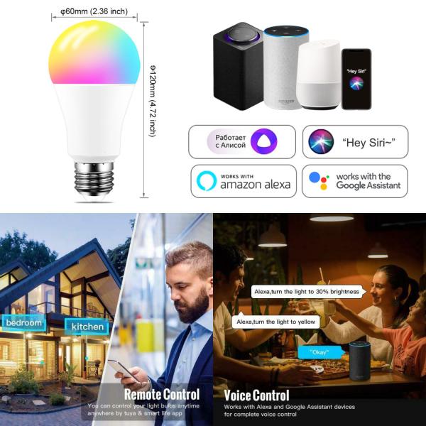 Домашняя электрическая лампочка СИД 110-240v RGB Wifi умная удаленная или контролируемый голос