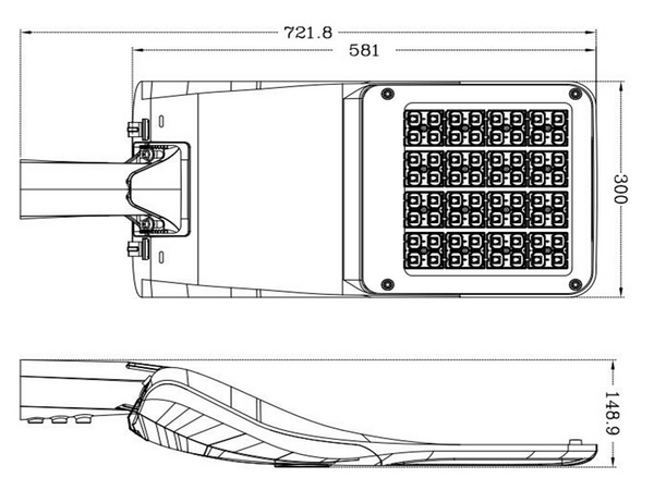 Tempered Glass cover LED Street lights Meanwell Driver 50000 Hrs Lifespan