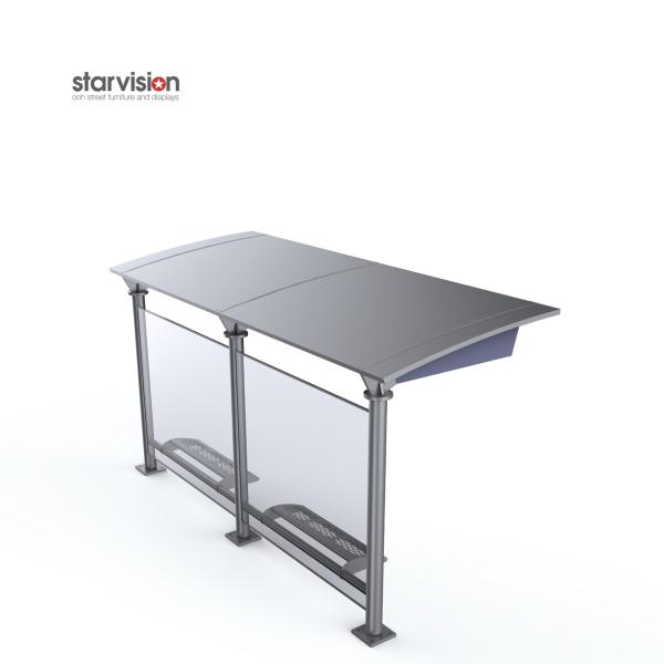 Clear Safety Glass Rear Wall Metal Bus Stop / Ooh Bus Shelter 3 years Warranty