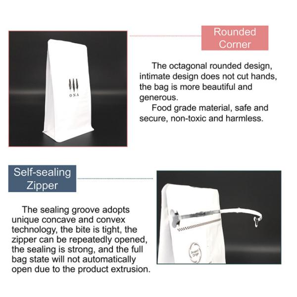 Sac de café scellé par valve de gousset de côté de fond plat de 140 MIC