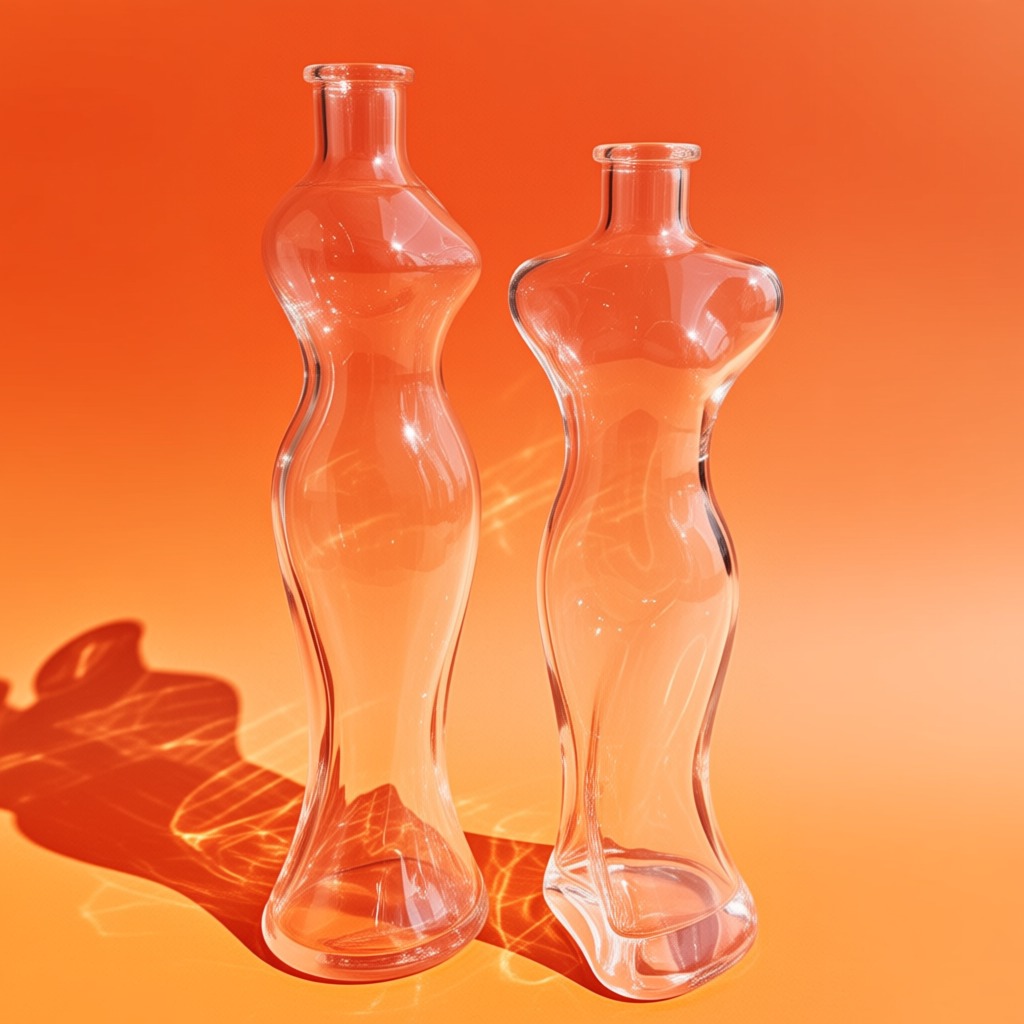 Custom Sexy Body Shape Clear Glass Whiskey Bottle With Heavy Bottom For Spirits