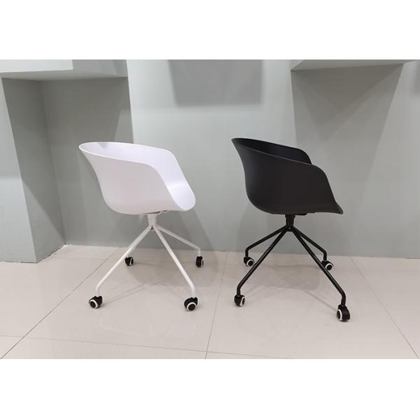 54.5cm 50cm Plastic Rolling Office Chair PP Stackable Training Room Chairs