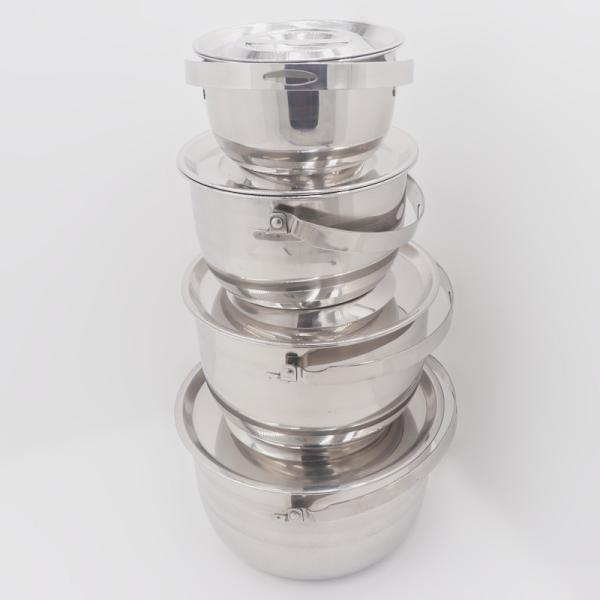 5pcs Basin Lid Stewed Soup 26.3cm Stainless Steel Cooking Pot