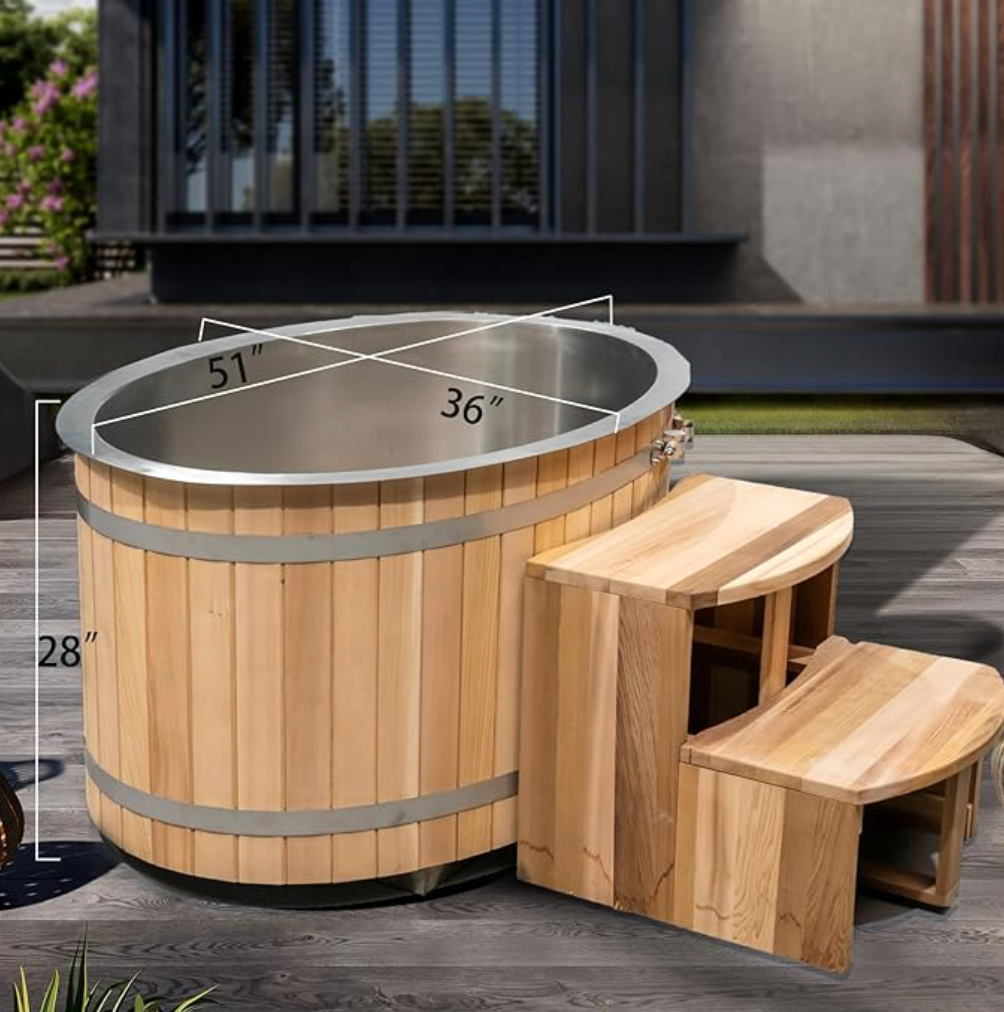 Oval Red Cedar Ice Bath Bucket with High Power Chiller