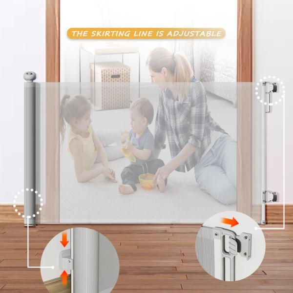 EN1930/CPC/ASTM 197 Inches Pvc Mesn Safety Barrier Baby Retractable Gate For Doorway