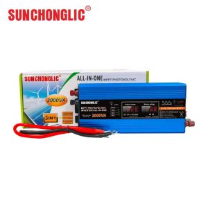 This 2000W MPPT solar charge inverter features a modified sine wave output and converts 12V DC to 220V AC power.
