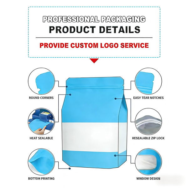 Heat Seal Packaging Bags Stand up Pouch Biodegradable Kraft Paper Packaging Bags for Coffee Beans
