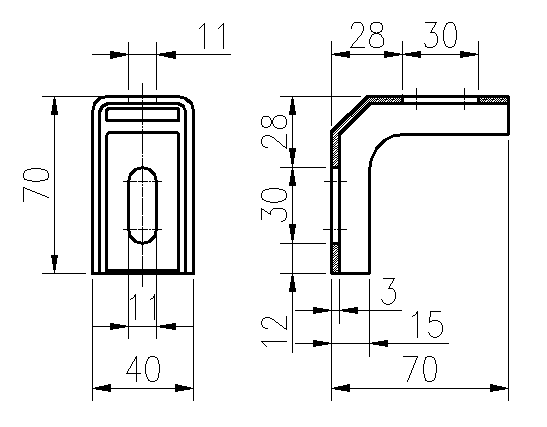 STAINLESS STEEL CONVEYOR SIDE BRACKET 140*70*40