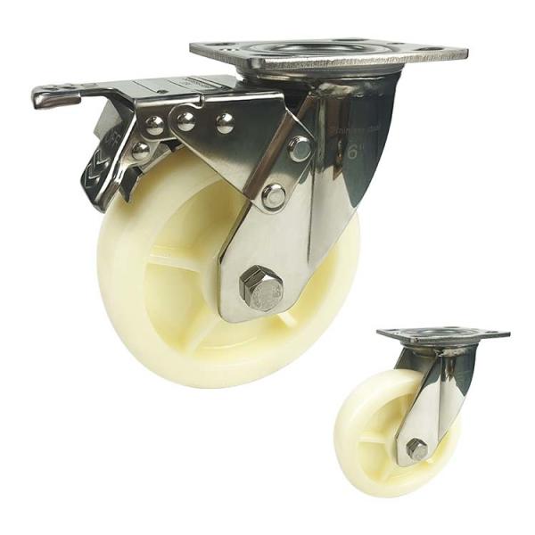 YLcaster 8x2 Solid Nylon Wheel Heavy Duty SUS304 Stainless Steel Caster Wheels