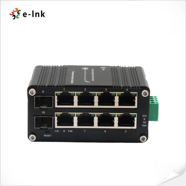 Mini switch Ethernet gerenciado 8 portas 1000T 802.3at PoE + 2 portas 1000X SFP