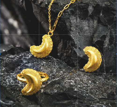 Christmas gift jewelry 18K gold customized type the moon pendents rings earrings