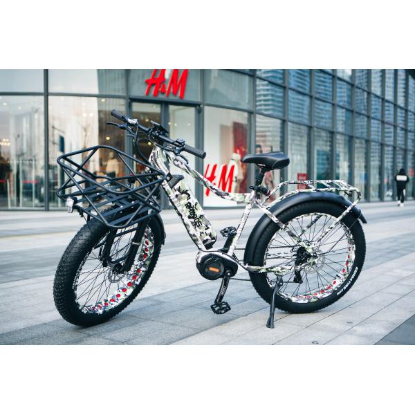 26 BaFang 1000W 48V 14AH Electric Fat Tire Middle Motor Mountain Bike for USA Market