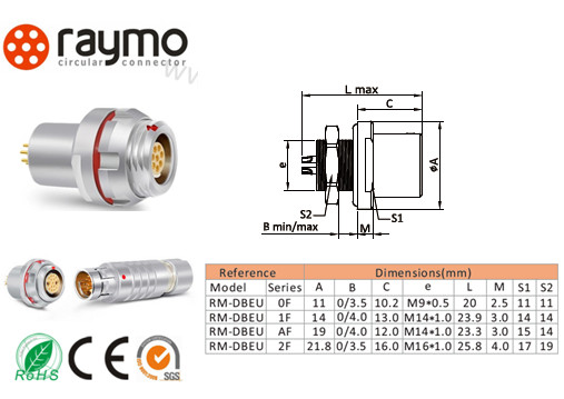 Waterproof Metal circular connector DBPU102 103 1031 104 105 fixed socket, DBPU103.A056-130
