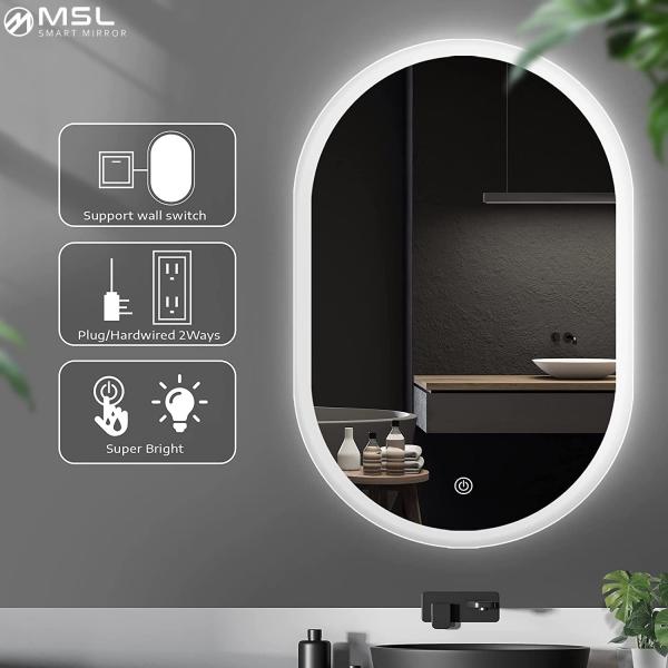 Intelligent LED Backlit Vanity Mirror Wall Mounted Smart Bluetooth Mirror Anti Fog