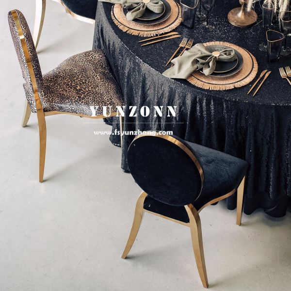 Modern Luxury Leopard Print Velvet Gold Leg Dining Chairs Wedding Event Furniture with Metal for Hotel Outdoor Living Room Use