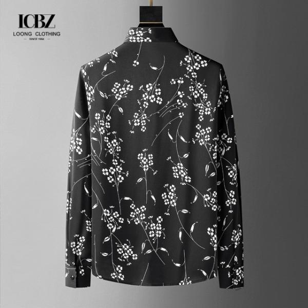Camisas masculinas de manga longa personalizadas de algodão para o lazer da primavera