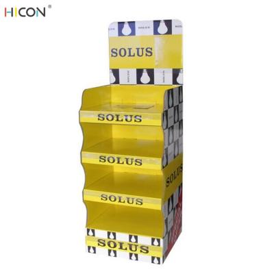 Custom Yellow Single-Sided 4 Tier Floor Cardboard Display Stands