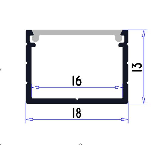 1000mmX18mmX13mm 6000 Series Grade LED aluminium profile for LED Strips and Rigid Bar